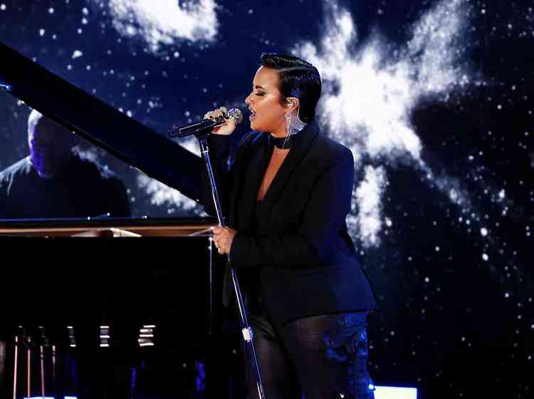 cantora americana Demi Lovato se apresenta durante show