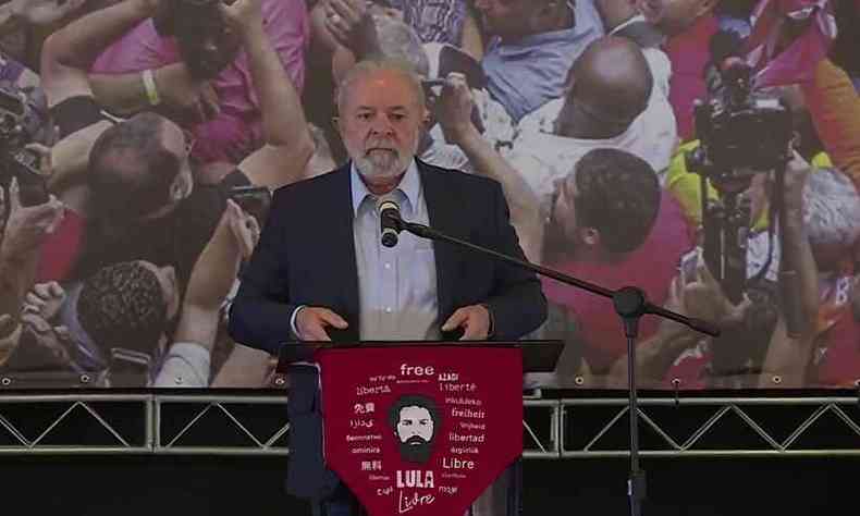 Lula fez o primeiro discurso aps deciso do STF que coloca o ex-presidente como elegvel(foto: Reproduo/YouTube Lula)