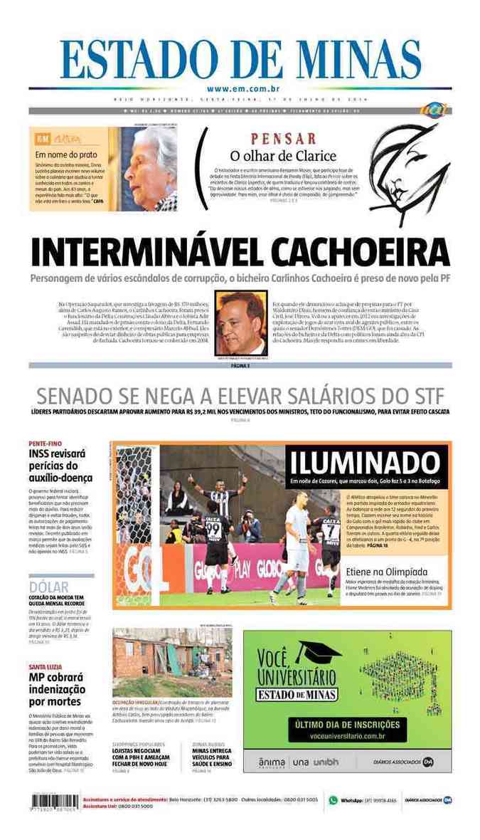 Confira a Capa do Jornal Estado de Minas do dia 01/07/2016