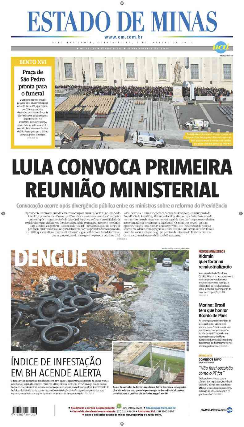 Confira a Capa do Jornal Estado de Minas do dia 01/08/2017