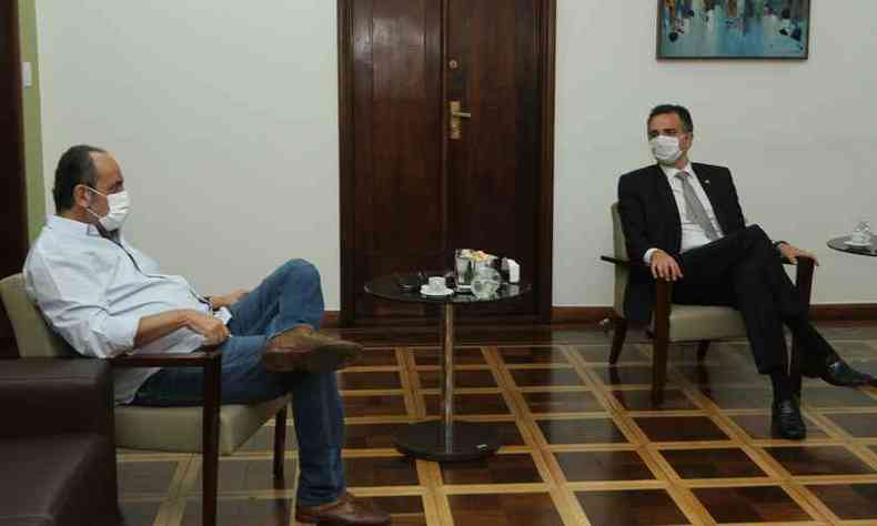 Reunio entre Alexandre Kalil e Rodrigo Pacheco, em fevereiro deste ano(foto: Jair Amaral/EM/DA Press)
