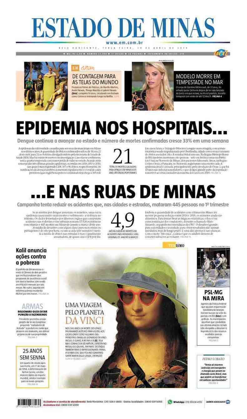Confira a Capa do Jornal Estado de Minas do dia 30/04/2019(foto: Estado de Minas)