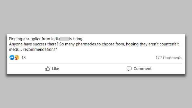 Membro de um grupo pr-ivermectina no Facebook pede dicas sobre como comprar ivermectina online da ndia