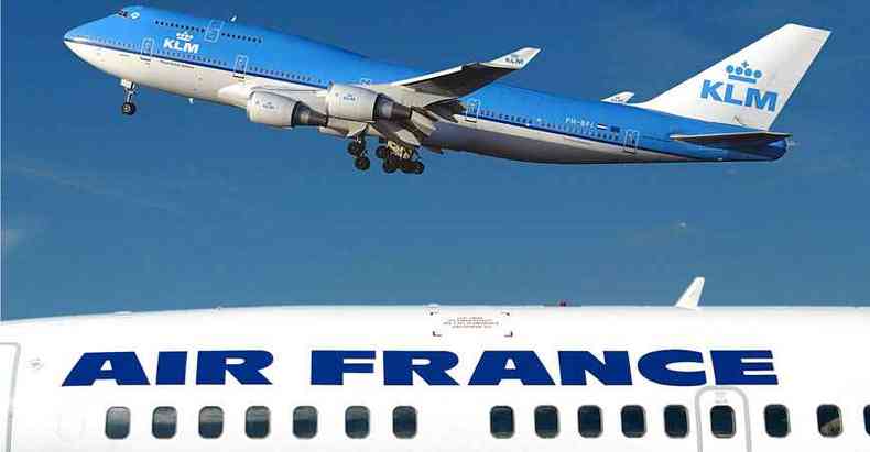 As companhias areas KLM e Air France vo se ajustar, com corte de empregos e o cancelamento de voos, respectivamente(foto: AFP Files)