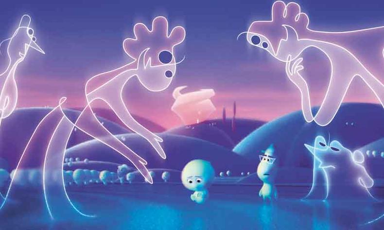 Almas esperam o momento de migrar para o Grande Além(foto: Disney/Pixar/divulgaçã) Fantasmas em cena da animação Soul