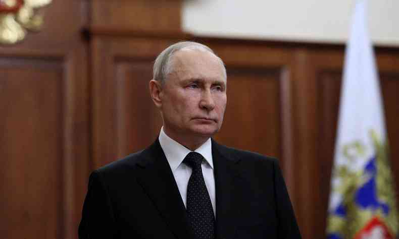 Vladmir Putin durante pronunciamento sobre rebelio de mercenrios, em 23 de junho de 2023