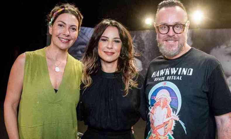 Fabula Nascimento, Andria Horta e Dennison Ramalho no programa O pas do cinema 