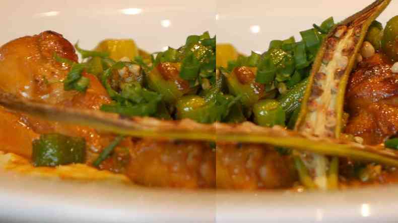 Frango com quiabo e polenta com parmesão(foto: Reprodução/vídeo)
