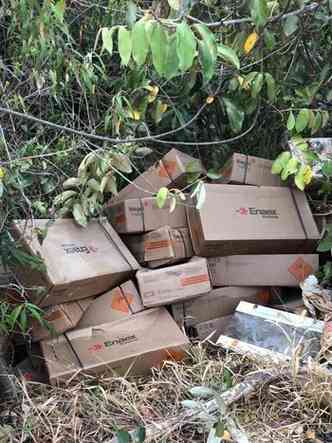Parte da carga estava em meio a um matagal nas imediaes de Caet(foto: Reproduo/WhatsApp)