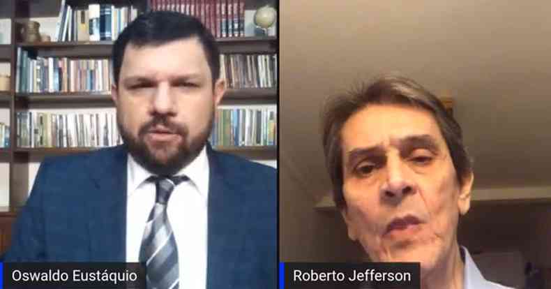 Roberto Jefferson (direita) concedeu entrevista ao jornalista Oswaldo Eustquio(foto: Reproduo/Youtube)