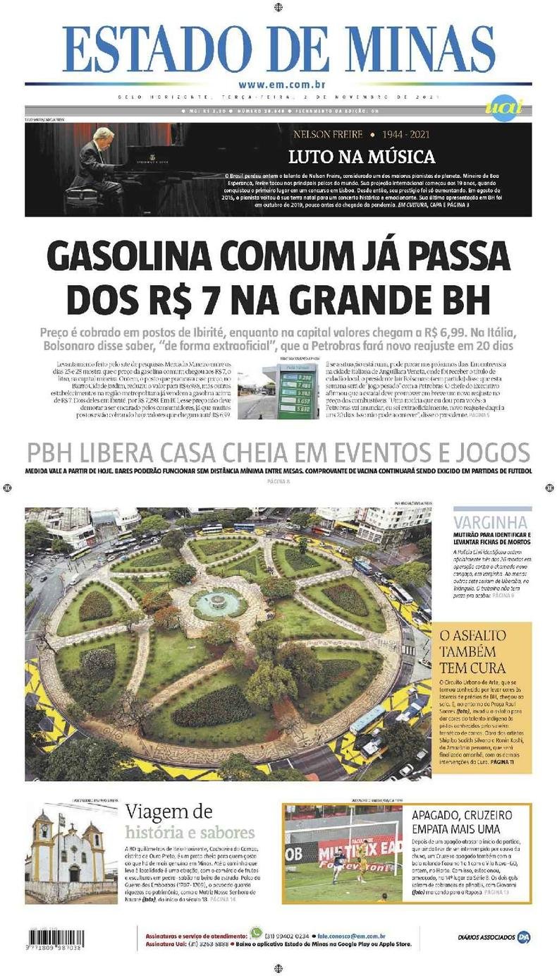 Confira a Capa do Jornal Estado de Minas do dia 02/11/2021