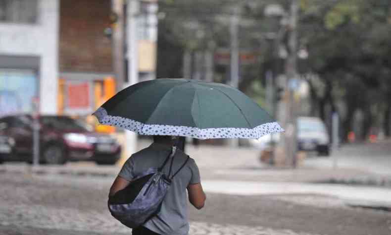 Pedestre com guarda-chuva 