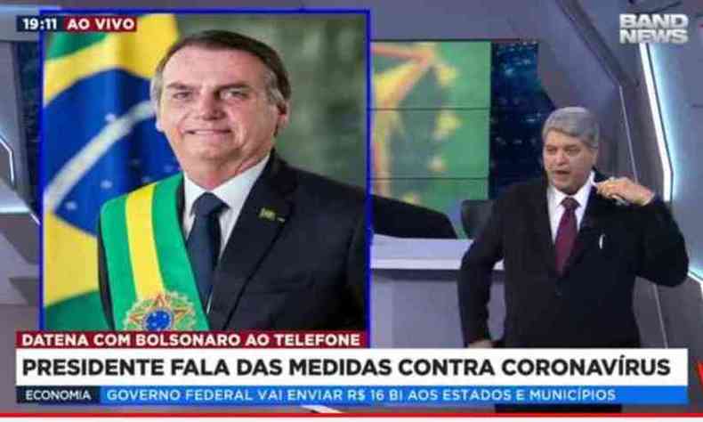 Presidente Bolsonaro pediu desculpas por equvoco em postagem nas redes sociais(foto: Reproduo/Band)