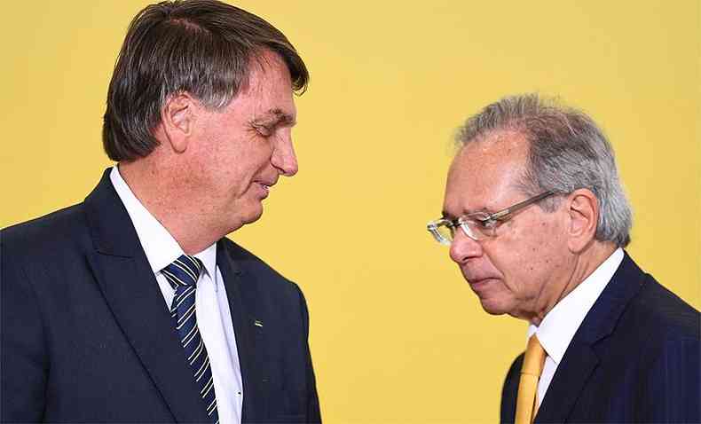 Jair Bolsonaro, presidente da República, e Paulo Guedes, ministro da Economia