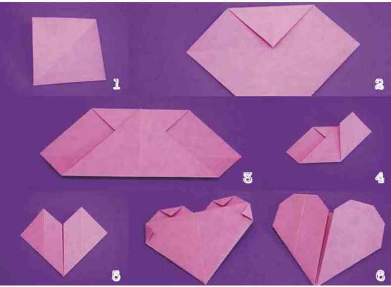 Faa um origami de corao: O corao pode ser usado como marca-pgina(foto: rica Santiago/Colgio Arnaldo)
