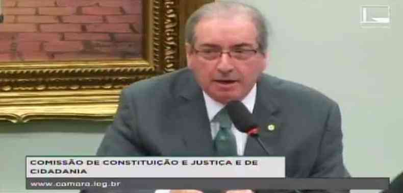 Eduardo Cunha durante reunio, nesta quinta-feira, da Comisso Constituio e Justia (CCJ) (foto: Reproduo/Youtube)