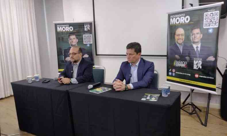 O ex-juiz Sergio Moro e Mrcio Coimbra durante evento em BH