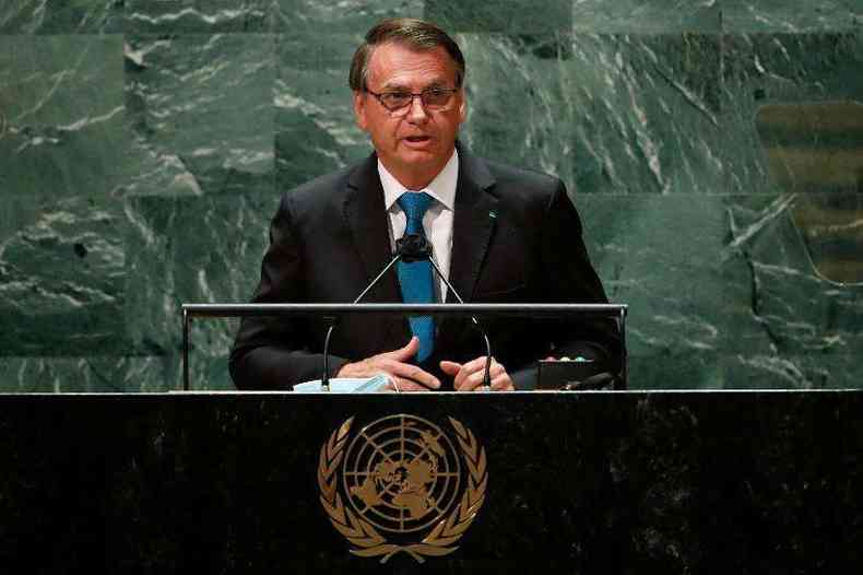 Presidente Jair Bolsonaro em discurso na 76 sesso da Assembleia Geral da ONU