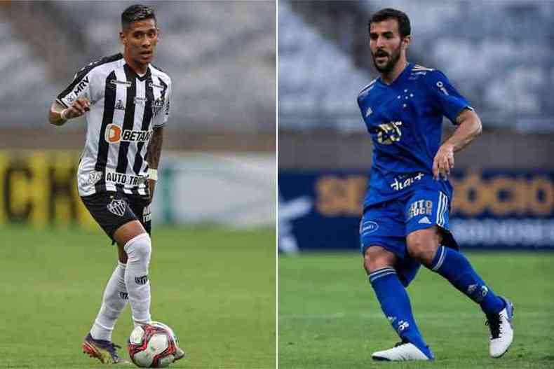 Matas Zaracho, do Atltico, e Airton, do Cruzeiro, esto pendurados(foto: Pedro Souza/Atltico e Bruno Haddad/Cruzeiro)