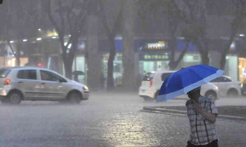 Imagem de uma pessoa andando de guarda-chuva em Belo Horizonte