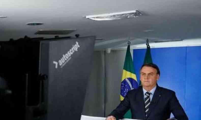 Presidente Jair Bolsonaro durante pronunciamento  nao, quando falou em histeria coletiva(foto: Isac Nbrega/PR)