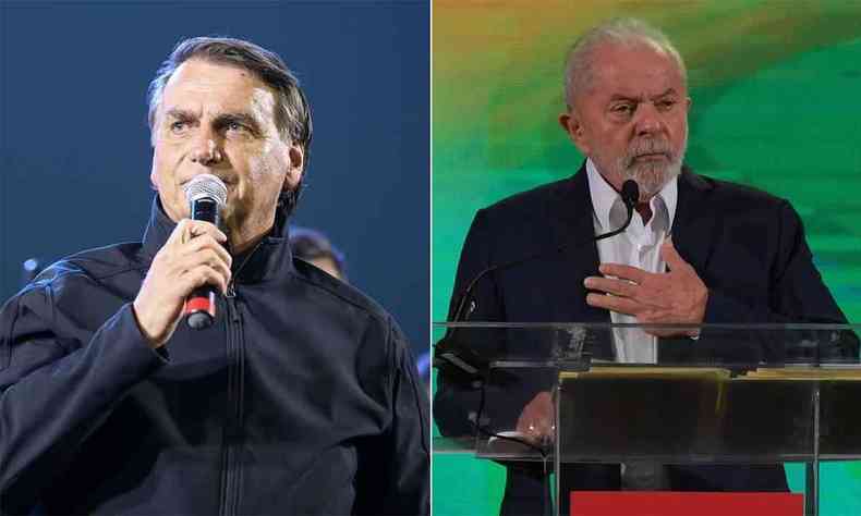 montagem com Bolsonaro e Lula lado a lado 