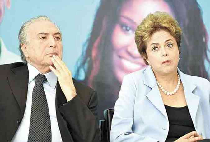 Divergncias entre Michel Temer (PMDB) e Dilma Rousseff (PT) ganharam maior evidncia no fim de 2015 (foto: Evaristo S/AFP Photo)