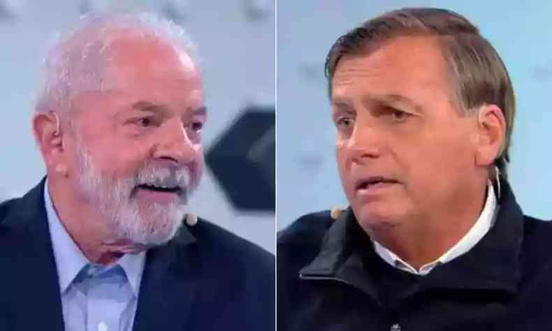 Imagem mostra Lula  direita e Bolsonaro  esquerda