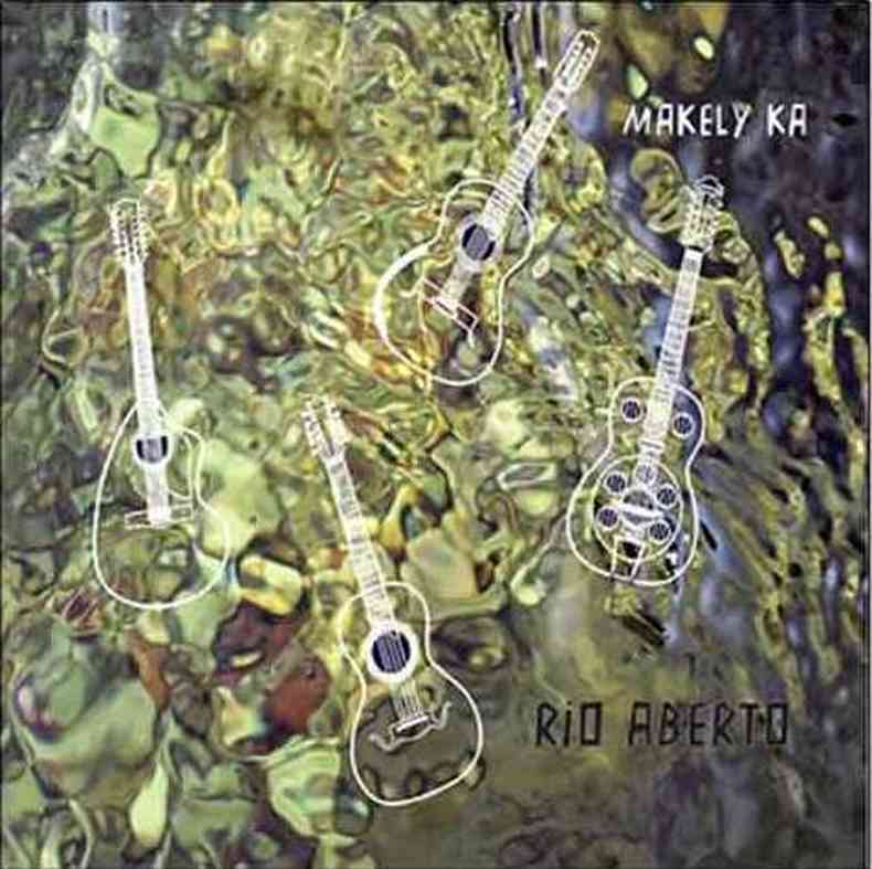Capa do disco 'Rio aberto' tem desenhos de violas sobre a imagem de gua de rio