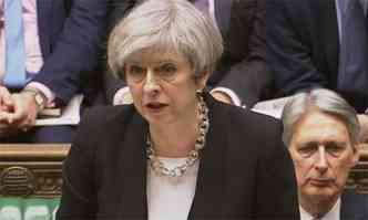 Durante um discurso no Parlamento, Theresa May ainda enfatizou: 'no temos medo'(foto: AFP PHOTO / PRU )