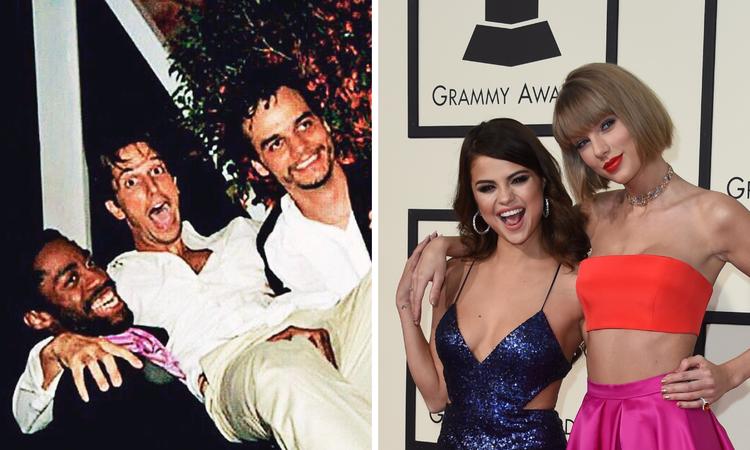 Lzaro Ramos, Vladimir Brichta e Wagner Moura; Selena Gomez e Taylor Swift