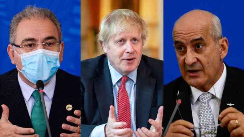 Marcelo Queiroga, Boris Johnson e Luiz Eduardo Ramos