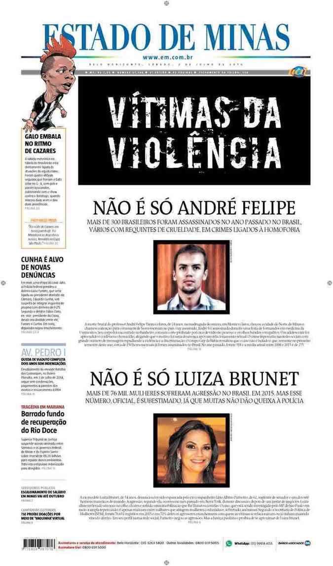 Confira a Capa do Jornal Estado de Minas do dia 02/07/2016