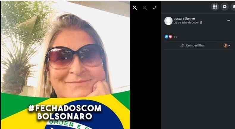 Jussara  bolsonarista e mostrou apoio ao presidente Bolsonaro por diversas vezes nas redes sociais