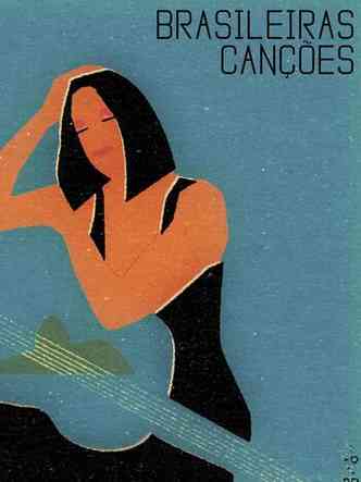 Capa do disco de Joyce tem ilustração de mulher com o violão no colo e mão na cabeça
