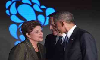 Dilma Rousseff se encontrou com Barack Obama na Cpula das Amricas(foto: MANDEL NGAN / AFP)