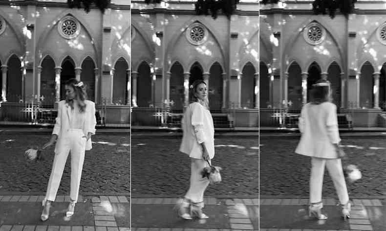 Isabela Faria usou em seu casamento com Gustavo Drumond o mesmo terno com que seu pai entrou na igreja, h 37 anos (foto: Barbara Dutra/Divulgao)