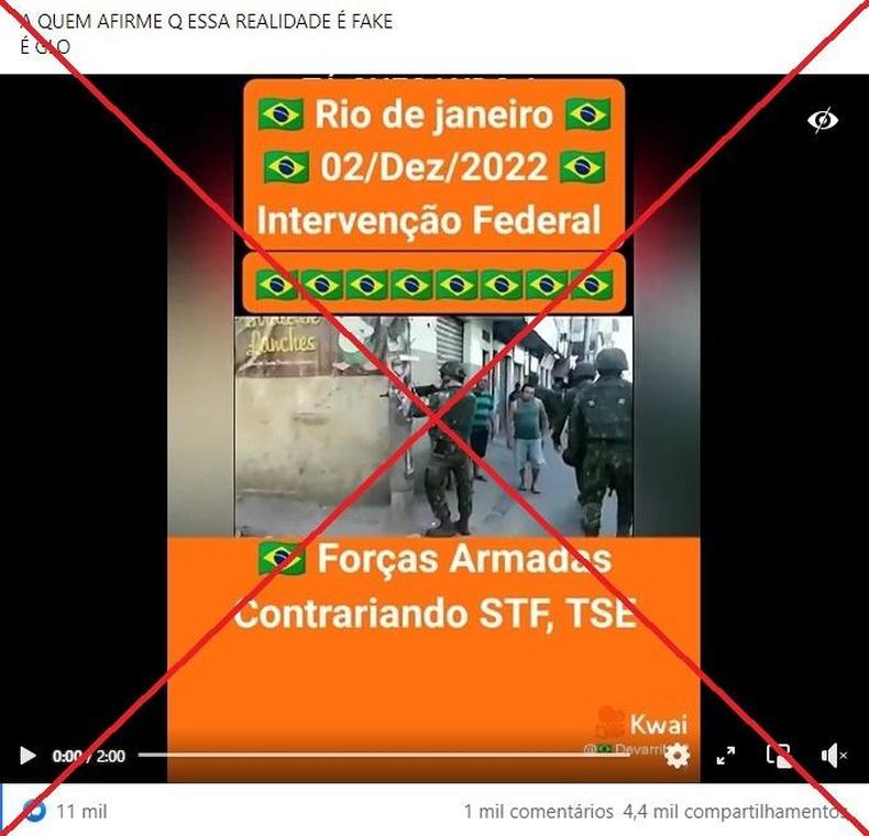 Captura de tela feita em 7 de dezembro de 2022 de uma publicao no Facebook 