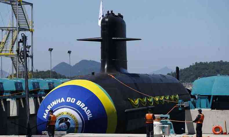 Submarino Riachuelo, submarino construdo totalmente no Brasil em 2018 e irmo do Humait. Em 2029, ser lanado o primeiro submarino nuclear no pas.(foto: Tomaz Silva/Agncia Brasil )