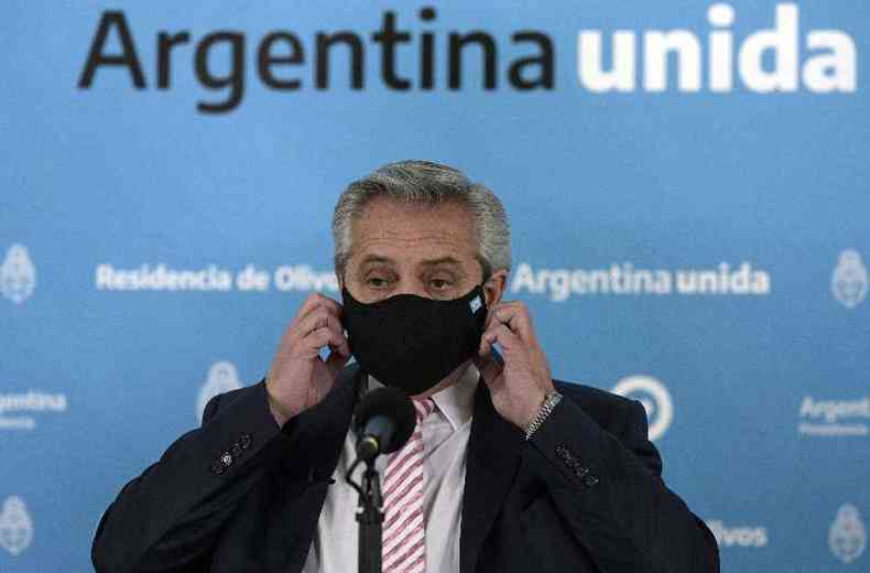 O presidente argentino, Alberto Fernndez(foto: JUAN MABROMATA / AFP )
