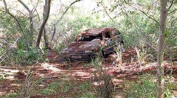 Carro ficou completamente destrudo pela terra que deslizou(foto: Guilherme Lacerda/ Prefeitura Municipal de Aimors )