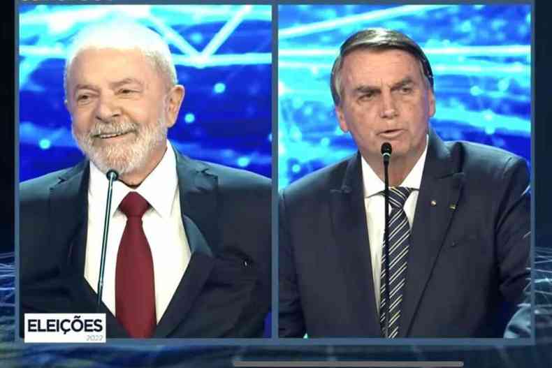 Lula e Bolsonaro, um ao lado do outro, no debate da Band e UOL 