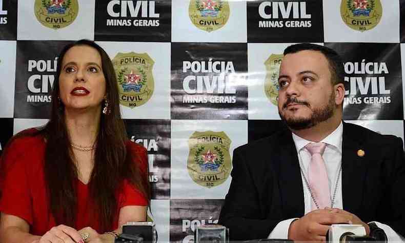 Delegada Angelita Viviane Soares Alves de Oliveira e Clayton Ricardo da Silva, responsveis pela investigao(foto: Samuel Moreira/Divulgao/Polcia Civil)