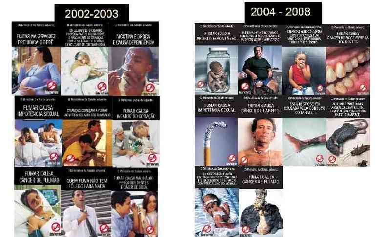 Imagens das campanhas antitabagismo enviadas  AFP pela Anvisa em 7 de dezembro de 2022 