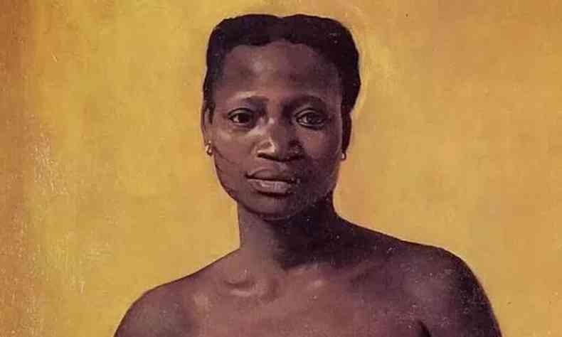 Tereza de Banguela era uma mulher preta. Na imagem, uma pintura dela com um fundo amarelo