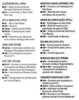 Agenda dos candidatos neste s�bado 