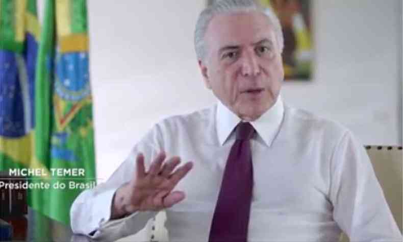 Presidente Michel Temer em pronunciamento nesta segunda-feira(foto: Reproduo)