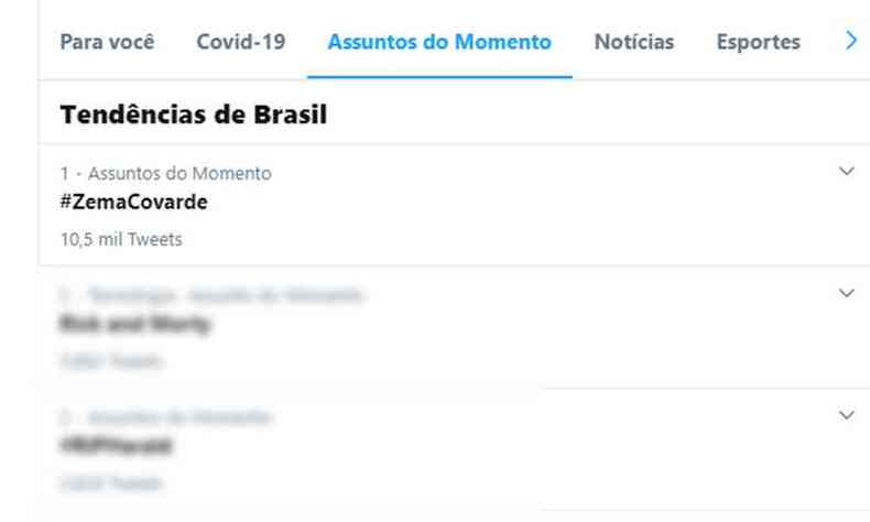 Hashtag contra o governador de Minas Gerais chegou a ficar em primeiro lugar entre as mais comentadas na manh desta quinta(foto: Reproduo da internet/Twitter)