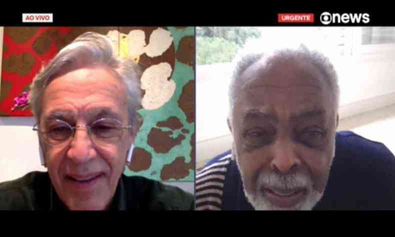 Os cantores e compositores Caetano Veloso e Gilberto Gil deram entrevista para o programa 'Estdio 1', da GloboNews