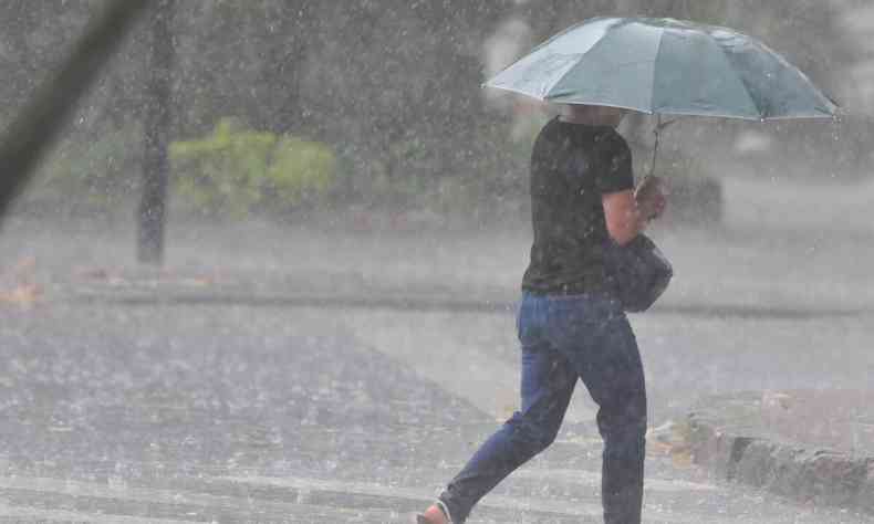 Imagem de uma pessoa correndo com um guarda-chuva